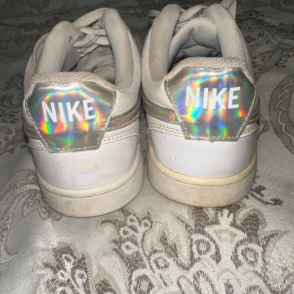 Nike Shoes - Nike Court Vision Low White Sneakers with Holographic Logo size 6.5